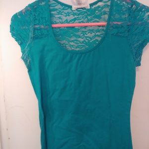 Turquoise lace top